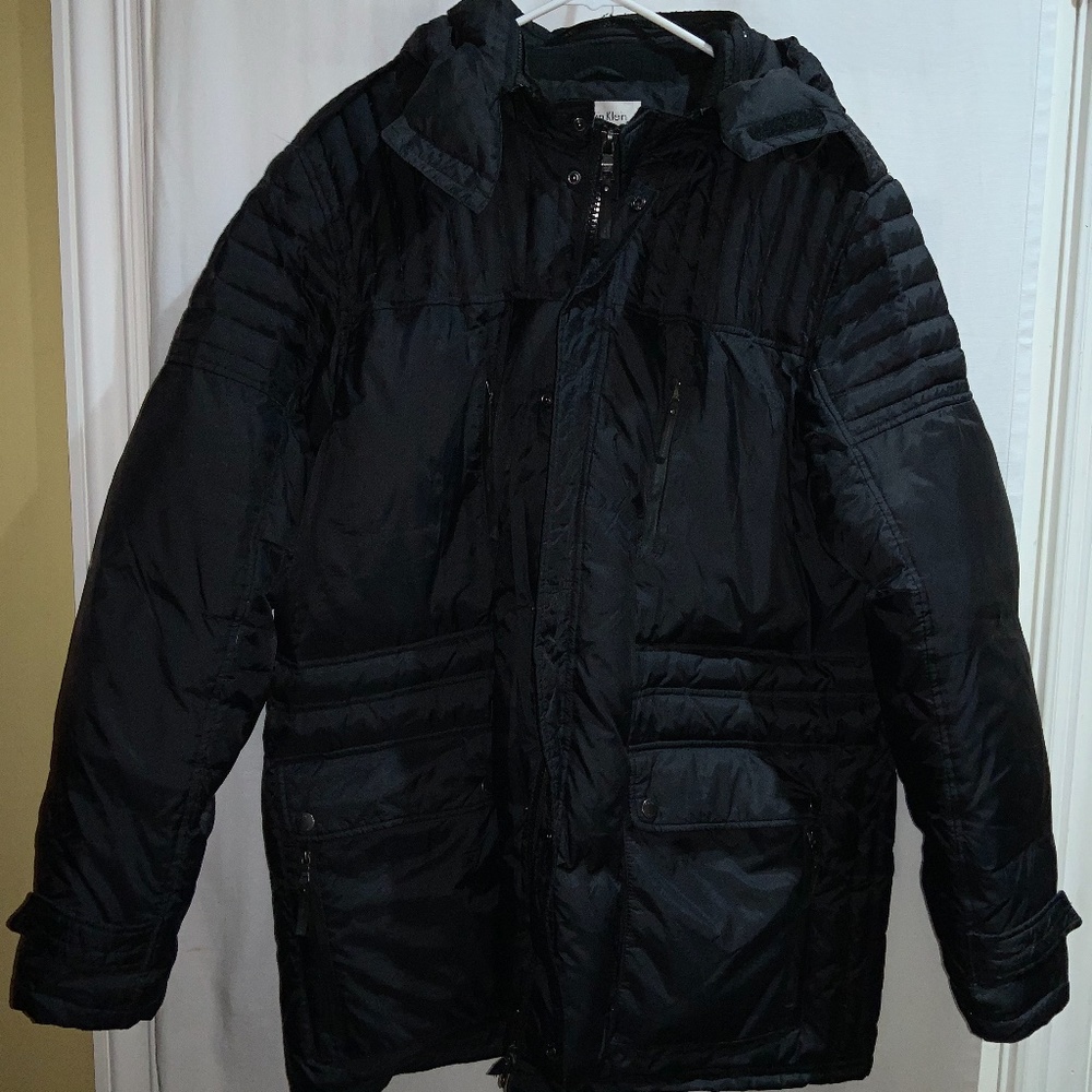 Calvin Klein down jacket full zip detachable  hood XL